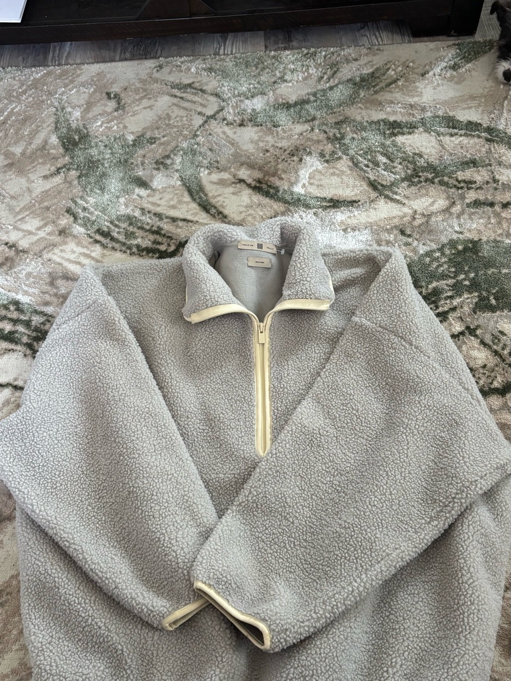 Light Gray Sherpa Quarter-Zip Pullover